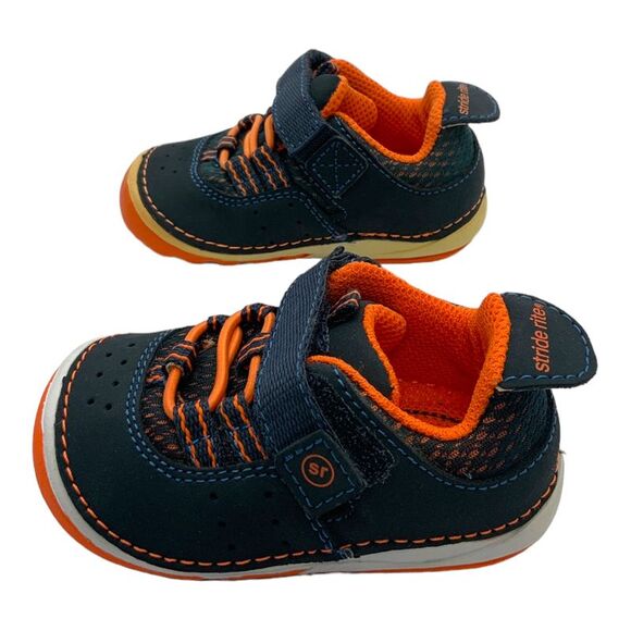 Stride Rite Soft Motion Amos Sneaker Navy/Orange US Infant/Toddler Boys 3.5 Wide - Picture 2 of 8